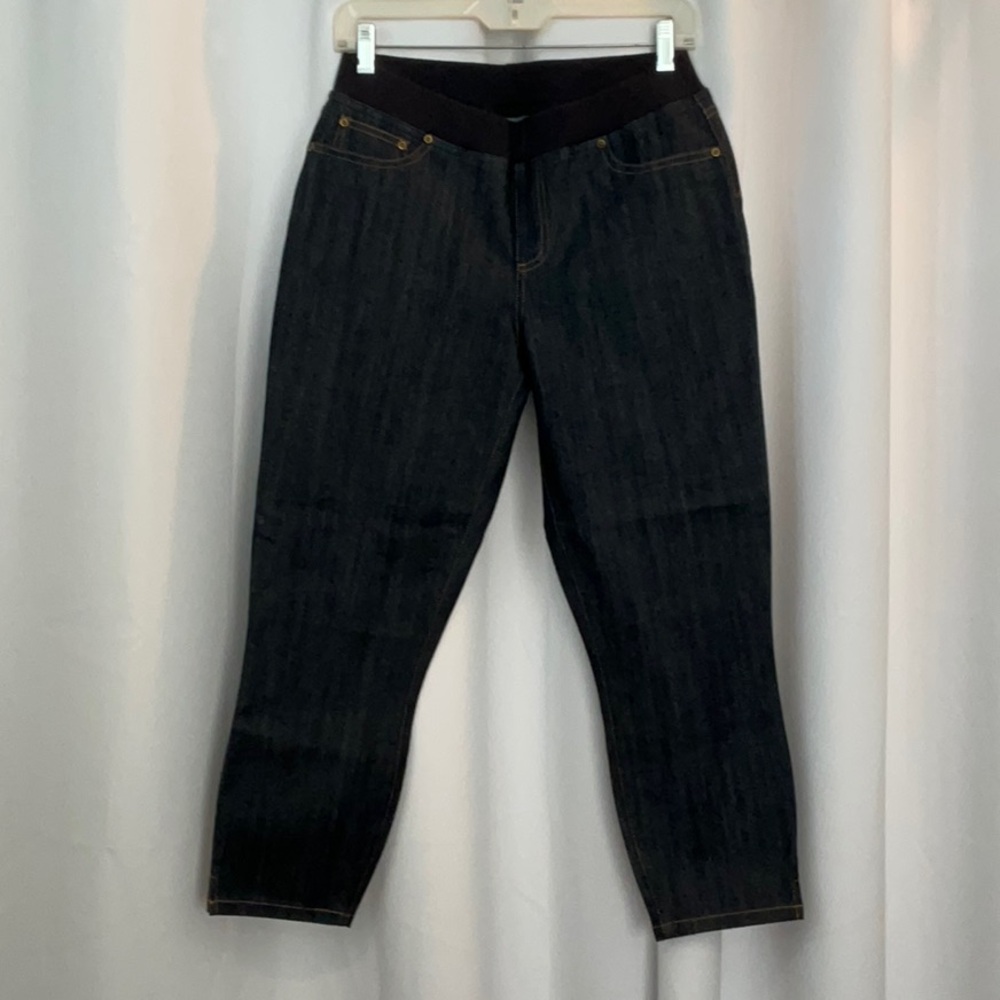 Boston Proper Rio Pull On Dark Wash Denim Cropped Skinny Jeans Women Size 10